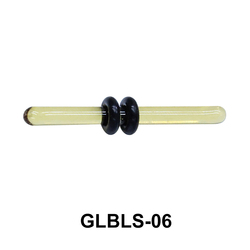 Glass Barbell with Two Black Rubber Ring Outer GLBLS-06